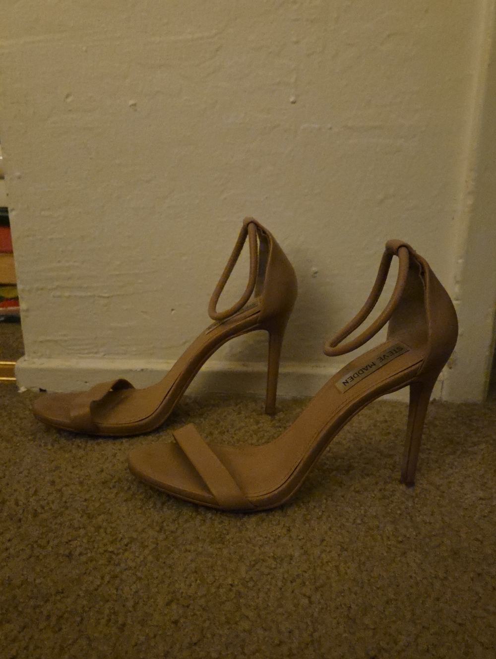 Steve Madden Nude/Tan Open-Toe Ankle-Strap Stiletto Heels